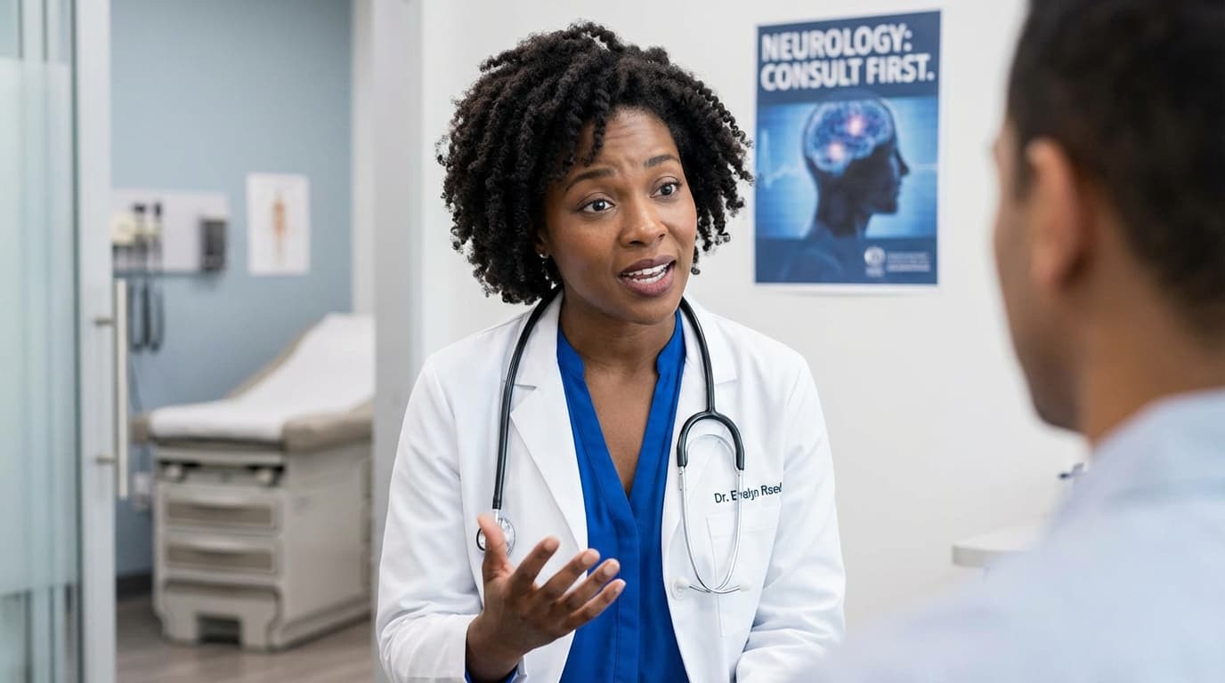 Dr. Dee consulting with a patient